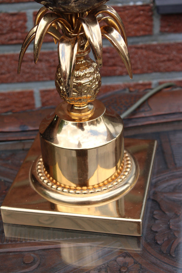 Hollywood regency Pineapple Table Lamp Brass Chrome attr maison jansen 70s