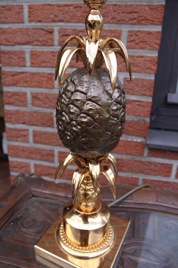 Hollywood regency Pineapple Table Lamp Brass Chrome attr maison jansen 70s