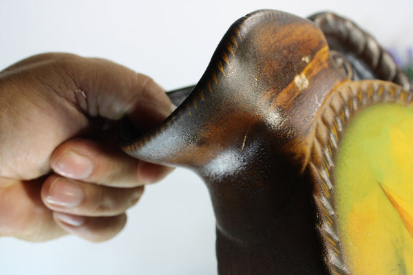 Vintage Ceramic mantel garniture set vases sail boat maritime