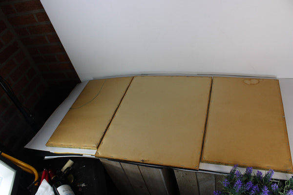 vintage embroidery religious triptych wall panel madonna saints