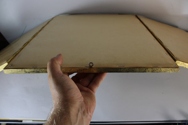 vintage embroidery religious triptych wall panel madonna saints