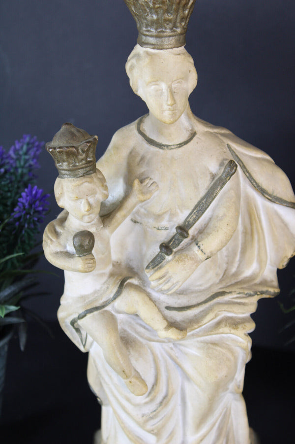 Antique notre dame wavre madonna child statue sculpture religious chalk
