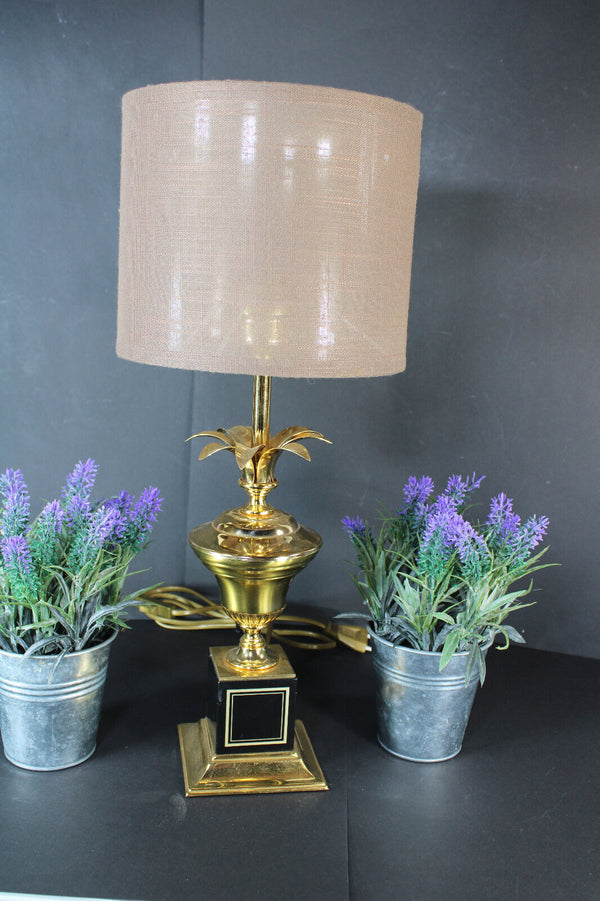 hollywood regency MASSIVE marked Retro mid century palm leaf table lamp