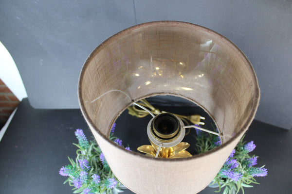 hollywood regency MASSIVE marked Retro mid century palm leaf table lamp