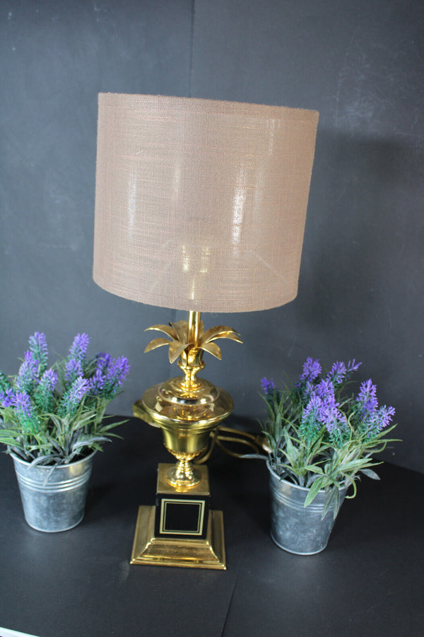 hollywood regency MASSIVE marked Retro mid century palm leaf table lamp