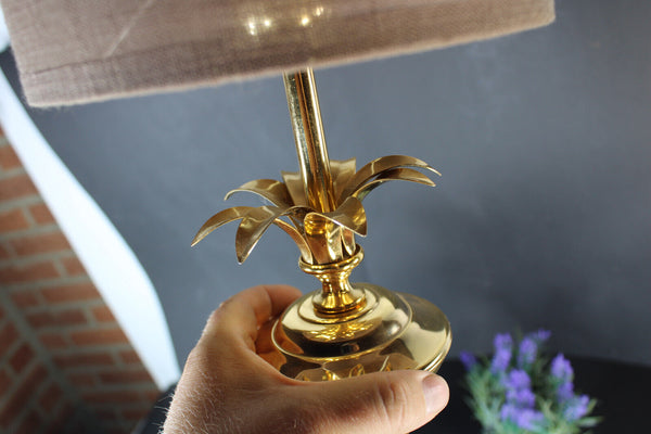 hollywood regency MASSIVE marked Retro mid century palm leaf table lamp