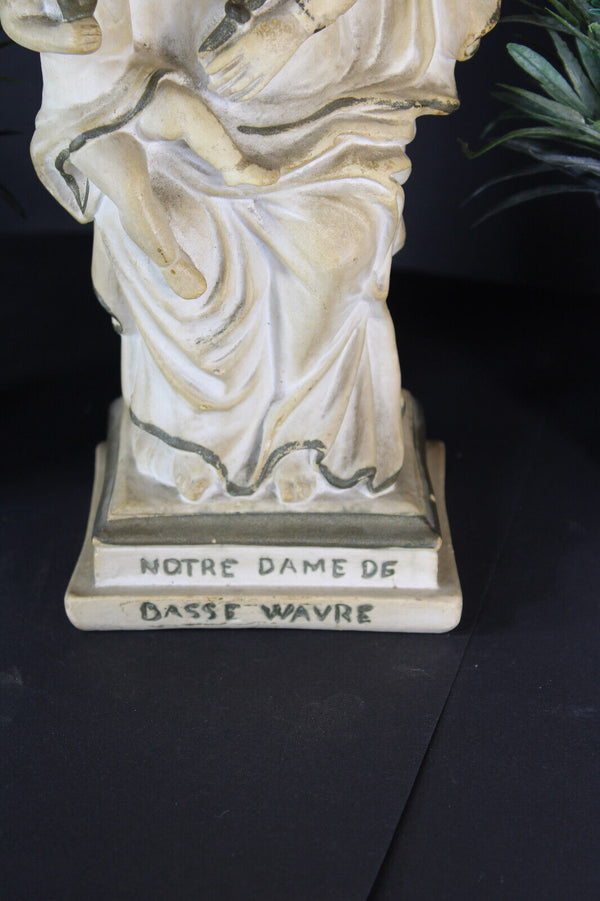 Antique notre dame wavre madonna child statue sculpture religious chalk
