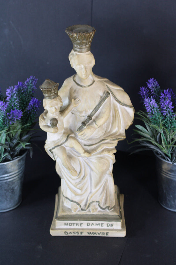 Antique notre dame wavre madonna child statue sculpture religious chalk