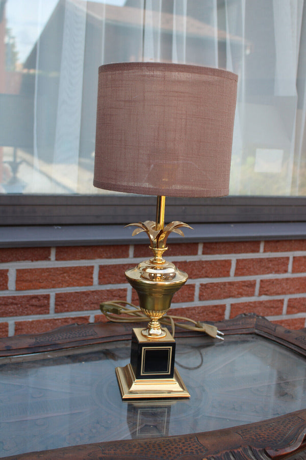 hollywood regency MASSIVE marked Retro mid century palm leaf table lamp