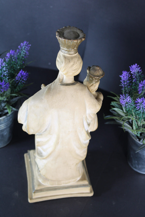 Antique notre dame wavre madonna child statue sculpture religious chalk