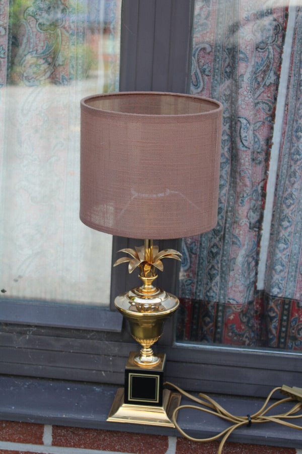 hollywood regency MASSIVE marked Retro mid century palm leaf table lamp