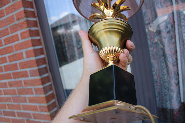 hollywood regency MASSIVE marked Retro mid century palm leaf table lamp