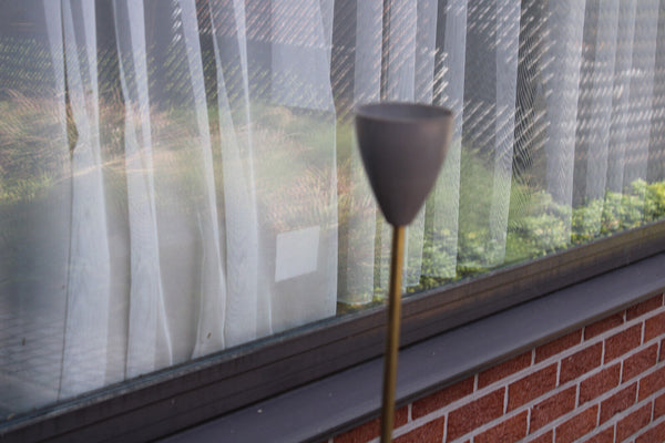 Mid century retro stilnovo design 3 arm chandelier gray opaneline shades 1970