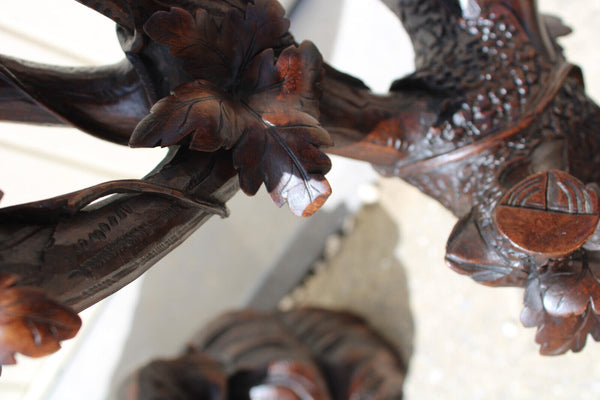 Majestical XXL BLACK FOREST wood carved clock mantel set hunting dog candelabras