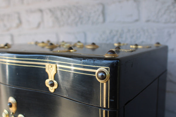 Antique napoleon III liquor cave cabinet mother pearl stones rare 19thc