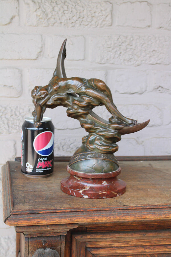 V. Szczeblewski (1888-1965) bronze sculpture statue marble base signed