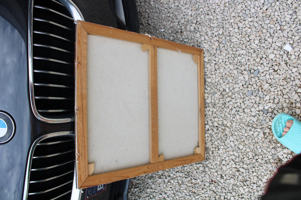 Vintage flemish school gaston quidousse oil canvas painting baby girl dog