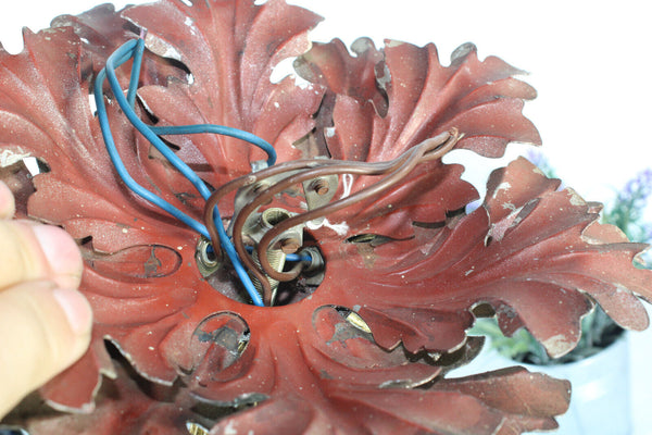 Vintage mid century  banci italian flush mount lamp chandelier metal