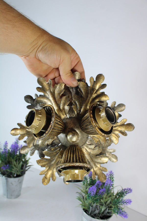 Vintage mid century  banci italian flush mount lamp chandelier metal