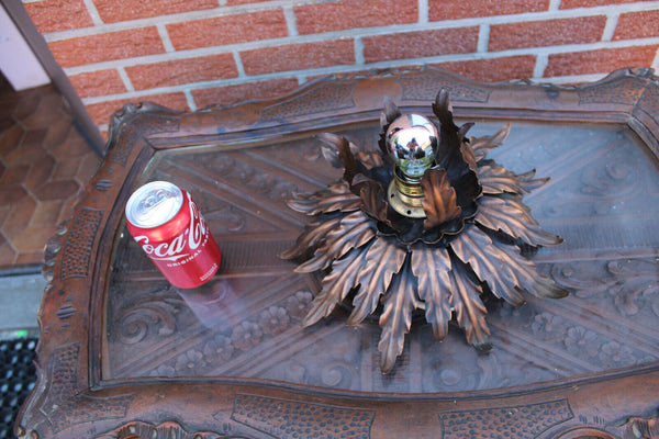 Vintage mid century  banci italian flush mount lamp chandelier metal sunburst