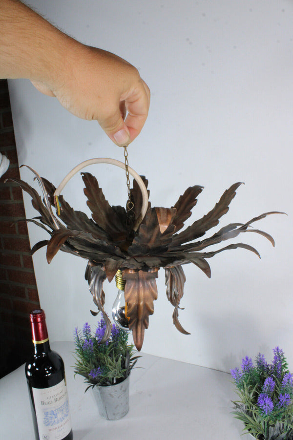 Vintage mid century  banci italian flush mount lamp chandelier metal sunburst