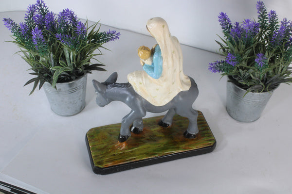 Antique flemish ceramic our lady ter Muilen madonna donkey figurine statue