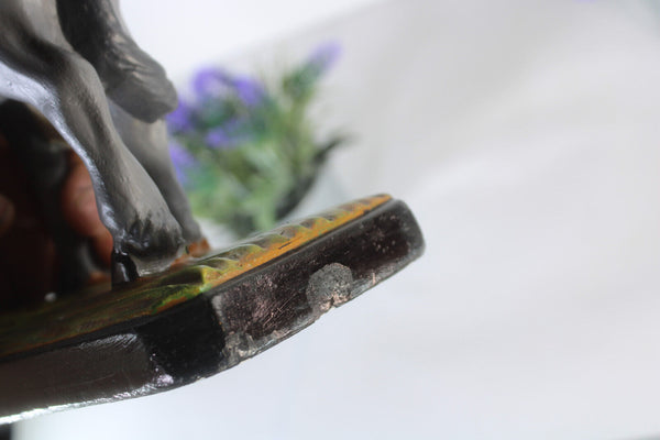 Antique flemish ceramic our lady ter Muilen madonna donkey figurine statue