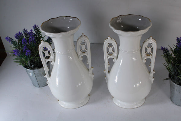 Antique LIMOGES marked porcelain religious Vases