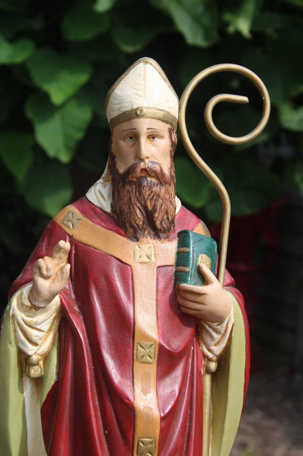 antique XL ceramic saint nicholas saint bishop statue sculpture religious