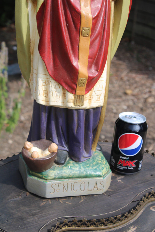 antique XL ceramic saint nicholas saint bishop statue sculpture religious