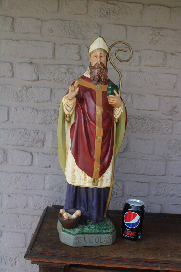 antique XL ceramic saint nicholas saint bishop statue sculpture religious