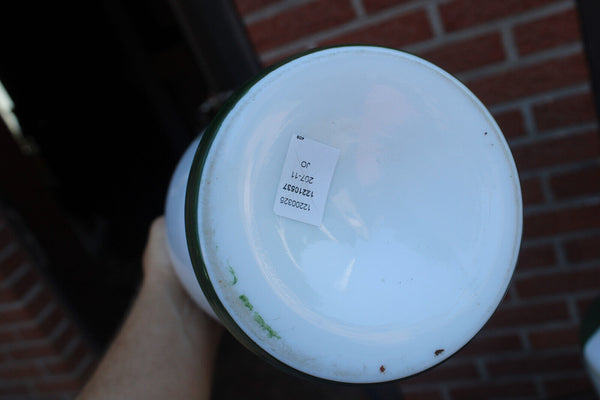 Antique set 3 opaline glass victorian scene mantel vases set