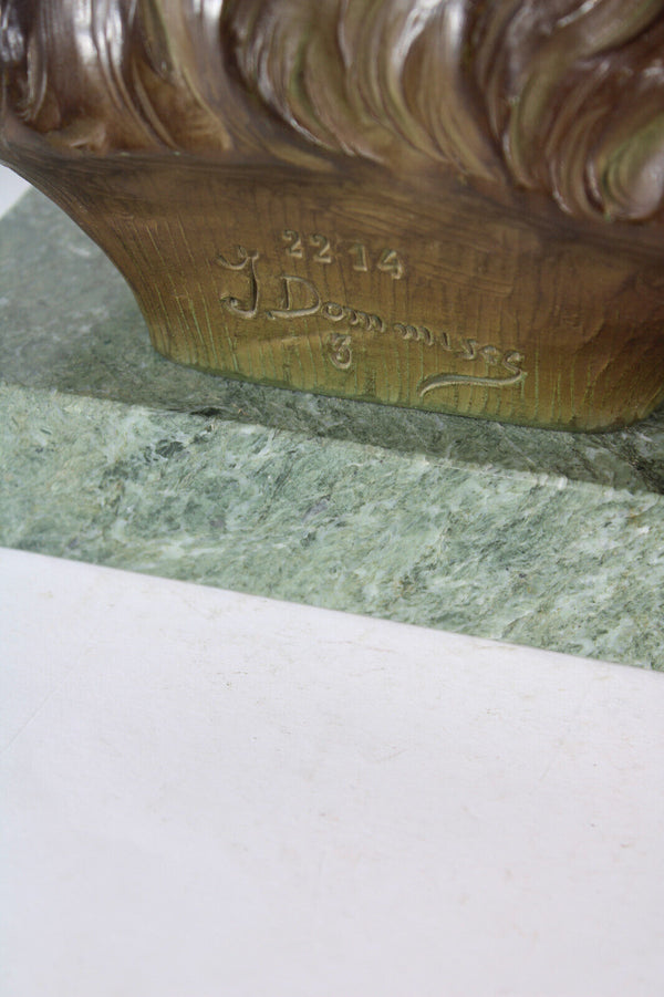 Antique terracotta signed DOMMISSE bust statue jesus christ marble base