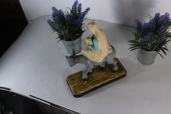 Antique ceramic Our lady of Ter Muilen Madonna on donkey Flanders region saint