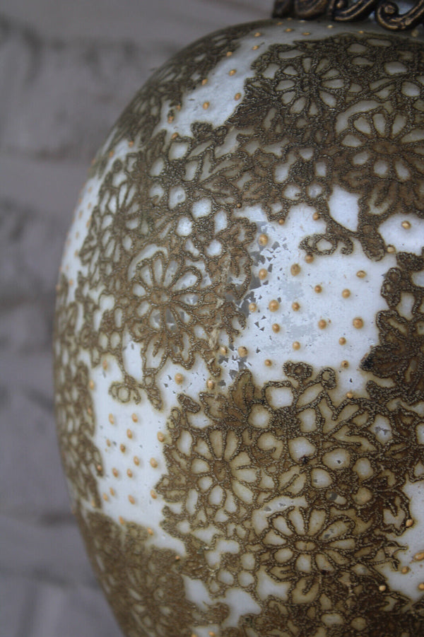 PAIR large vintage 1970 metal glass putti cherub table lamps