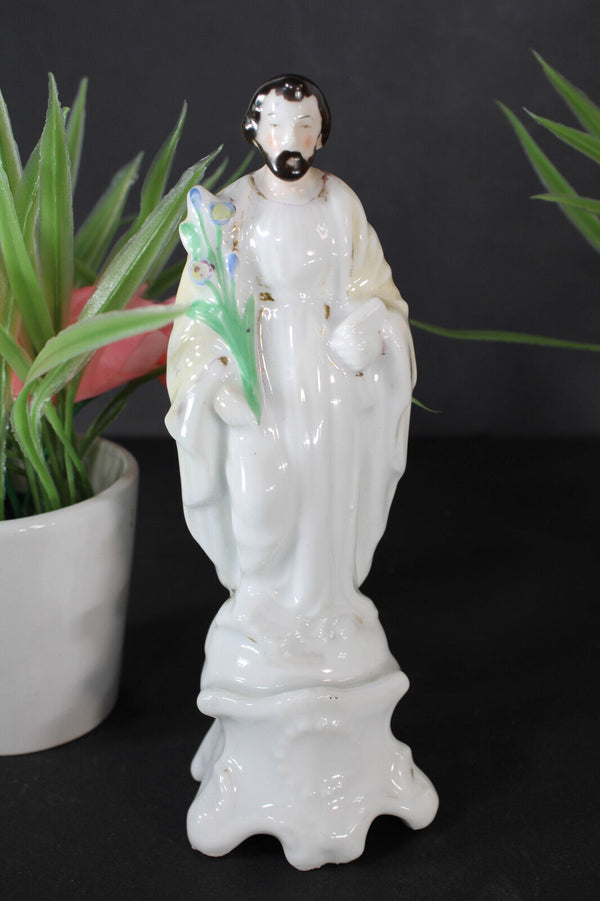 Antique vieux paris porcelain saint joseph figurine statue religious