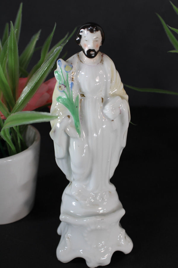 Antique vieux paris porcelain saint joseph figurine statue religious