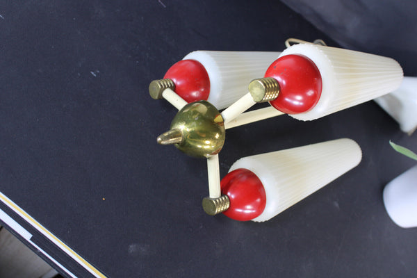 Vintage 70s retro plexi 3 arm pendant lamp chandelier