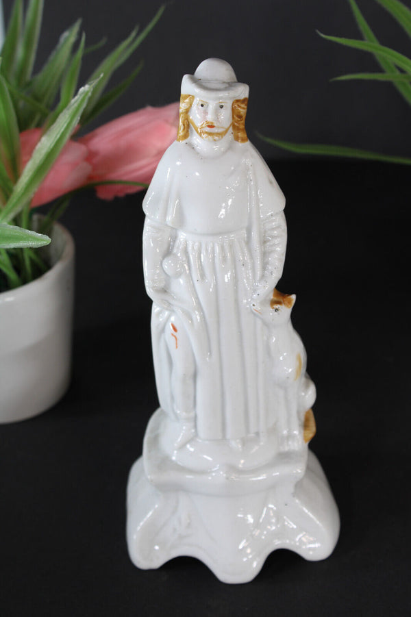 Antique vieux paris porcelain saint ROCH figurine statue religious