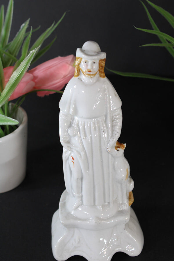 Antique vieux paris porcelain saint ROCH figurine statue religious