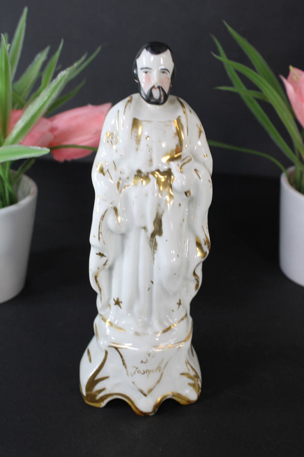 Antique vieux paris porcelain saint joseph figurine statue religious