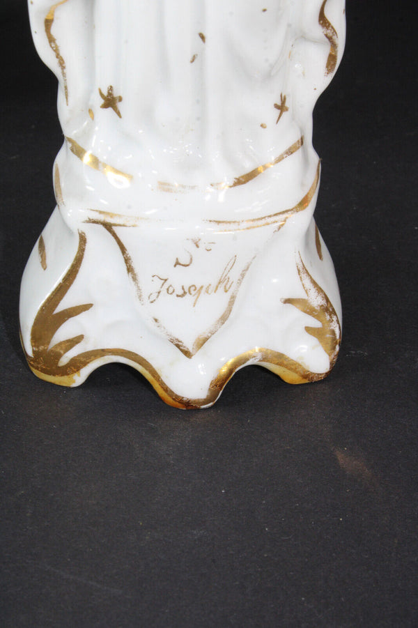 Antique vieux paris porcelain saint joseph figurine statue religious