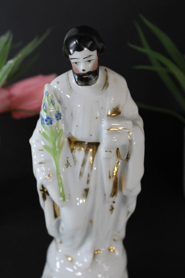 Antique vieux paris porcelain saint joseph figurine statue religious