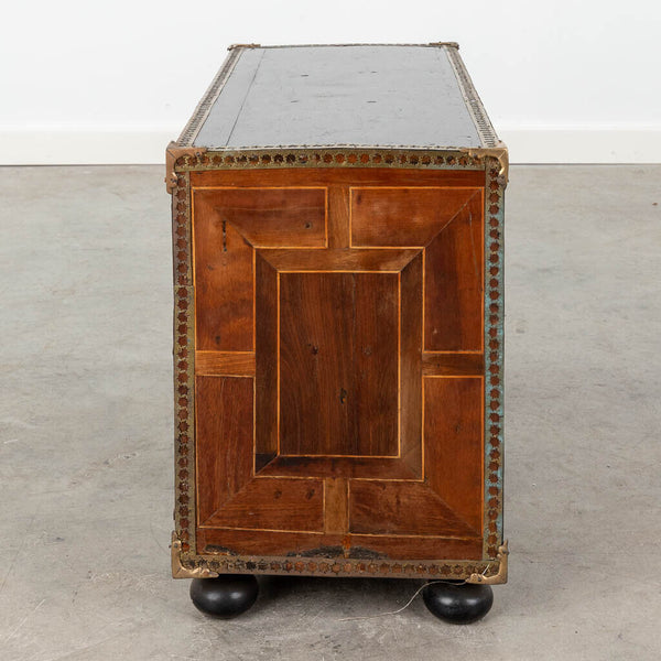 Antique 19thc Flemish Antwerp Marquetry inlay brass show cabinet rare