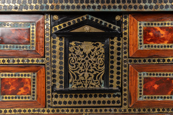 Antique 19thc Flemish Antwerp Marquetry inlay brass show cabinet rare