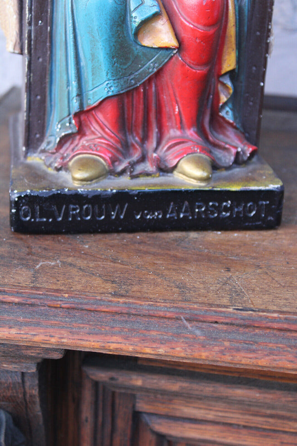 Antique ceramic chalk statue MAdonna our lady of AARSCHOT sculpture signed