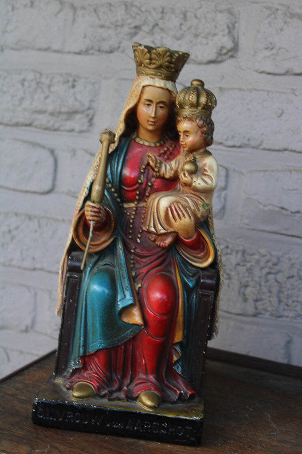 Antique ceramic chalk statue MAdonna our lady of AARSCHOT sculpture signed