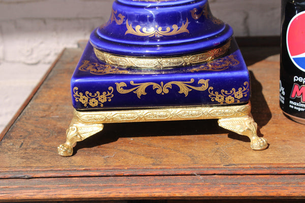Vintage italian cobalt porcelain candelabra candle holder romantic victorian
