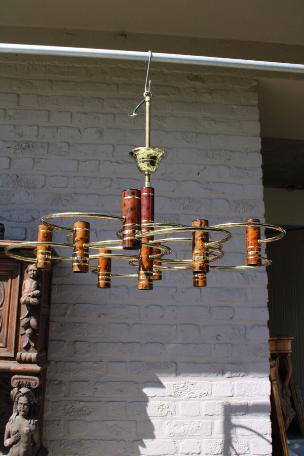 Vintage Sciolari design 9 tubes metal mid century chandelier lamp 1970s