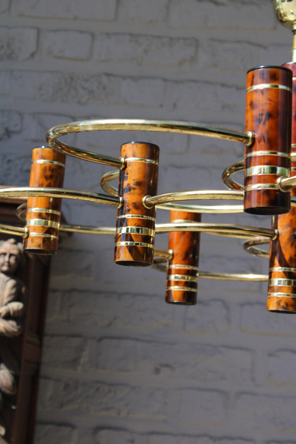 Vintage Sciolari design 9 tubes metal mid century chandelier lamp 1970s